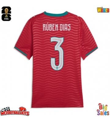 Portugal Ruben Dias #3 Replica Home Stadium Shirt for Women World Cup 2026 Short Sleeve